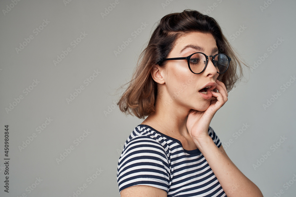 pretty woman in fashionable clothes light background Lifestyle pretty woman in fashionable clothes light background Lifestyle