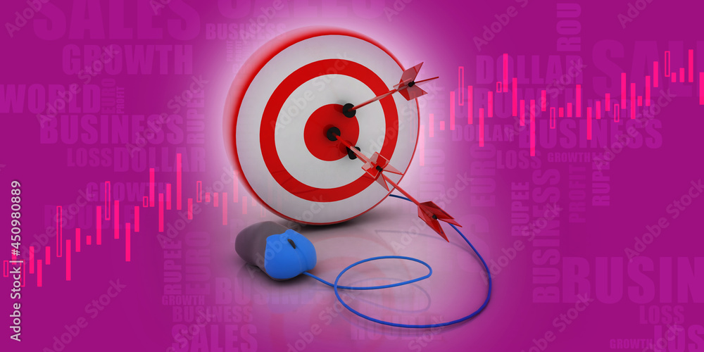 Obraz premium 3d illustration target connected mouse 