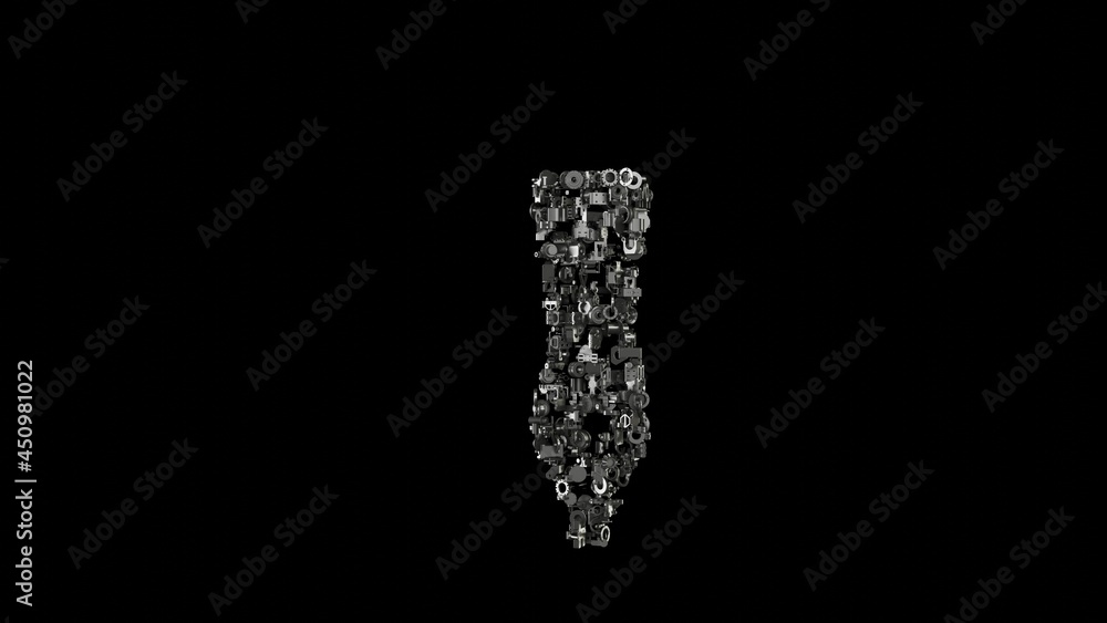 3d rendering mechanical parts in shape of symbol of calligraphy pen tip isolated on black background 3d rendering mechanical parts in shape of symbol of calligraphy pen tip isolated on black background