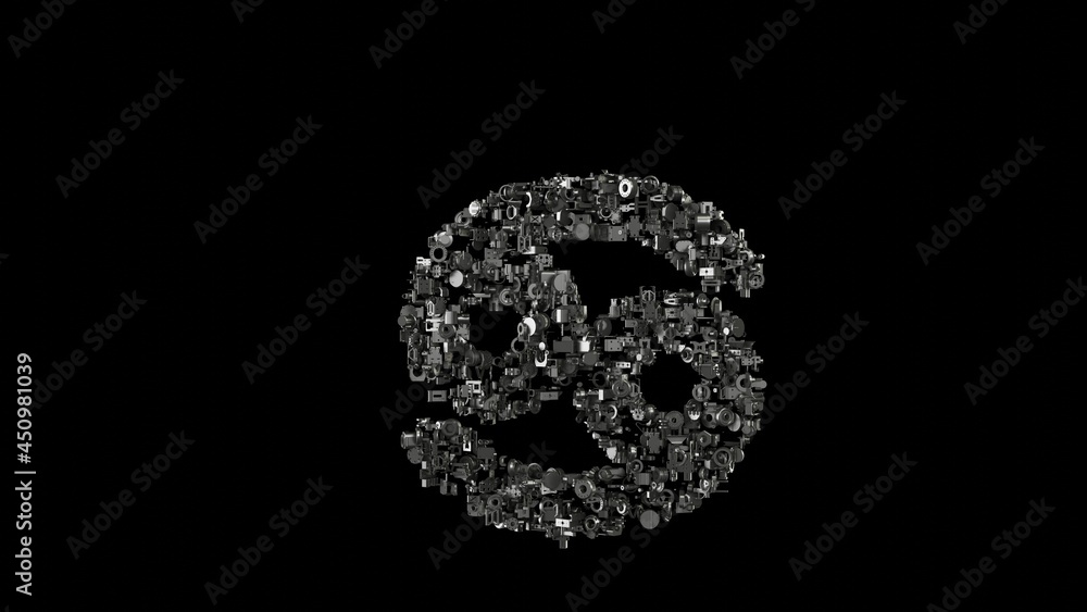 3d rendering mechanical parts in shape of symbol of cancer zodiac isolated on black background 3d rendering mechanical parts in shape of symbol of cancer zodiac isolated on black background