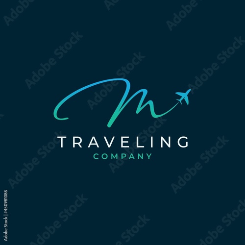 Initial Letter M Travel Logo Design photo