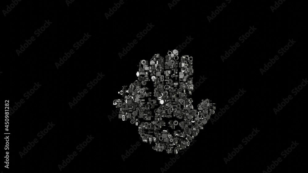 3d rendering mechanical parts in shape of symbol of coronavirus isolated on black background 3d rendering mechanical parts in shape of symbol of coronavirus isolated on black background