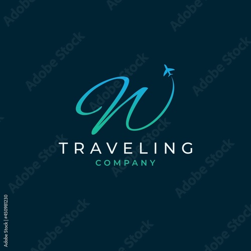 Initial Letter W Travel Logo Design