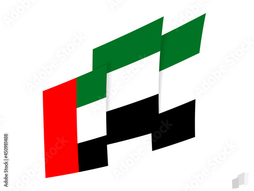 United Arab Emirates flag in an abstract ripped design. Modern design of the United Arab Emirates flag.