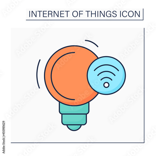 Smart lighting color icon. Smart home and smart city. Intelligent electronic devices. Digital smart technologies concept. Isolated vector illustration