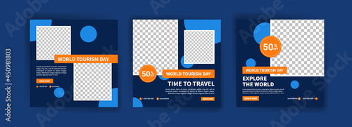Social media post template for world tourism day promotion.