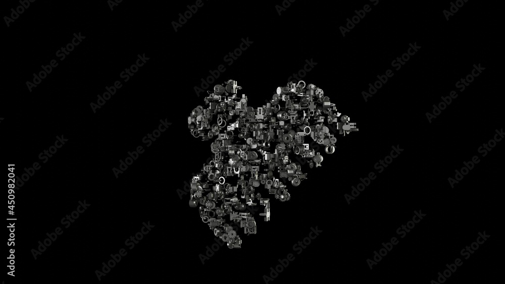 3d rendering mechanical parts in shape of symbol of hair clip isolated on black background 3d rendering mechanical parts in shape of symbol of hair clip isolated on black background