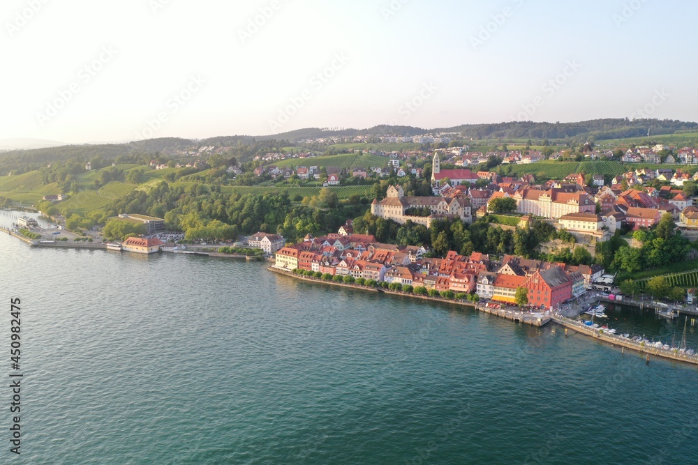 Cityscape of Meersburg at Lake Constance, Germany while golden hour