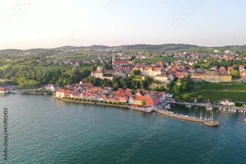 Cityscape of Meersburg at Lake Constance, Germany while golden hour