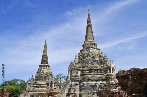 Ancient Thai style Chedi or pagoda in Ayutthaya Historical Park in Ayutthaya Province, Thailand, public domain