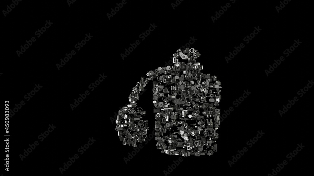 3d rendering mechanical parts in shape of symbol of perfume isolated on black background 3d rendering mechanical parts in shape of symbol of perfume isolated on black background