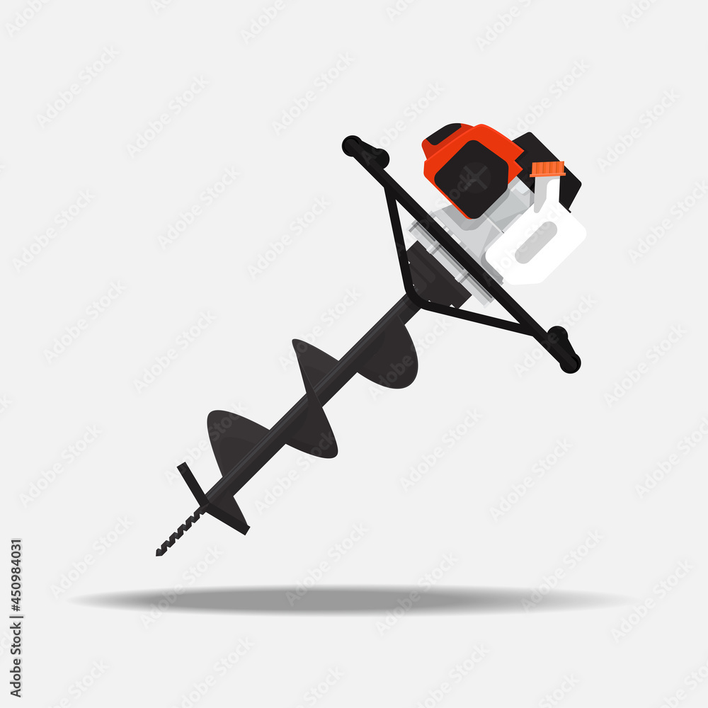 auger machine icon, post hole digger isolated on white background vector illustration. auger machine icon, post hole digger isolated on white background vector illustration.