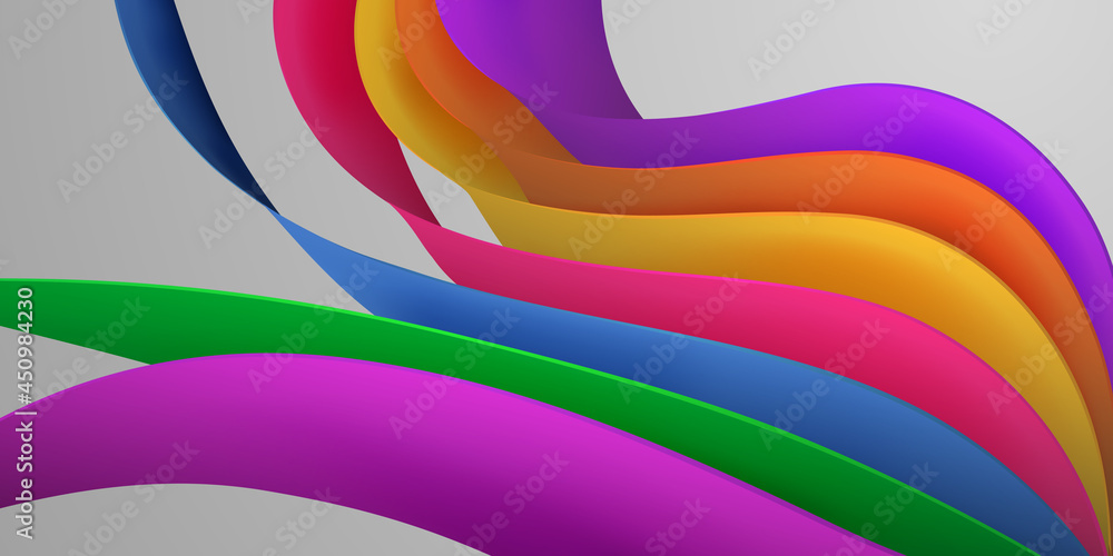 Obraz premium Abstract background of curved volumetric paper sheets in various colors