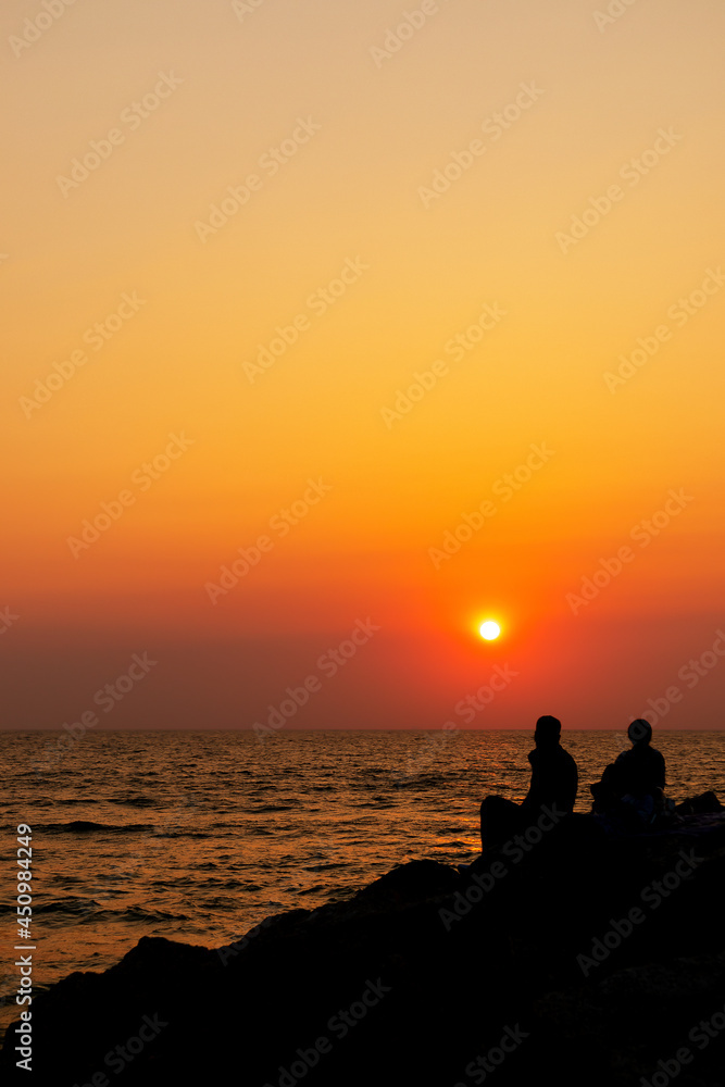 Summer Sunset over The Mediterranean Sea in Ashkelon
