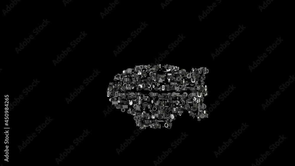 3d rendering mechanical parts in shape of symbol of zeppelin isolated on black background 3d rendering mechanical parts in shape of symbol of zeppelin isolated on black background