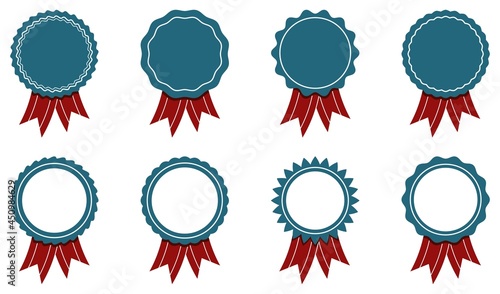 Emblem vektor Kollektion mit Band auf einem isolierten weißen Hintergrund. Verkaufsschild design.