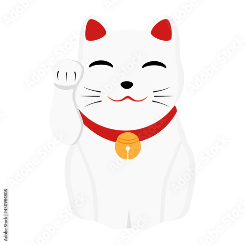 Maneki neko cat isolated on white background