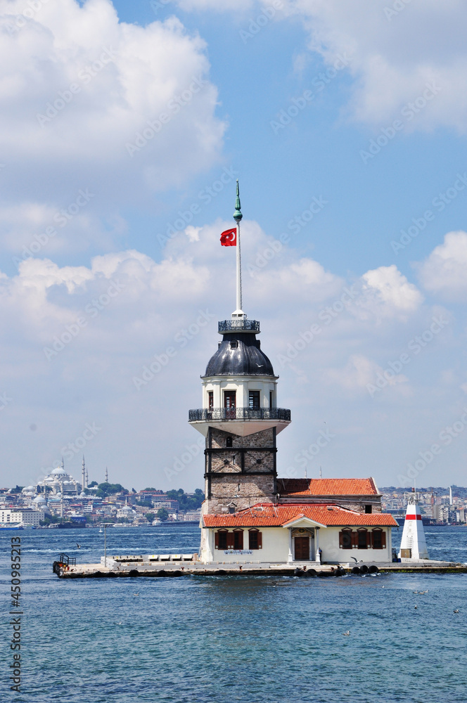 Maiden Island. Panoramic view of the strait. July 09, 2021, Istanbul, Turkey. Summer day in the city.