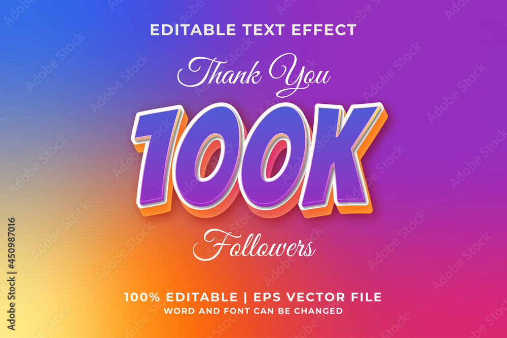 100k editable text effect template style Premium Vector