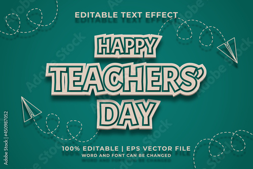 Happy Teachers Day editable text effect template retro style Premium Vector photo
