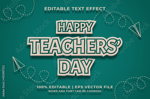 Happy Teachers Day editable text effect template retro style Premium Vector