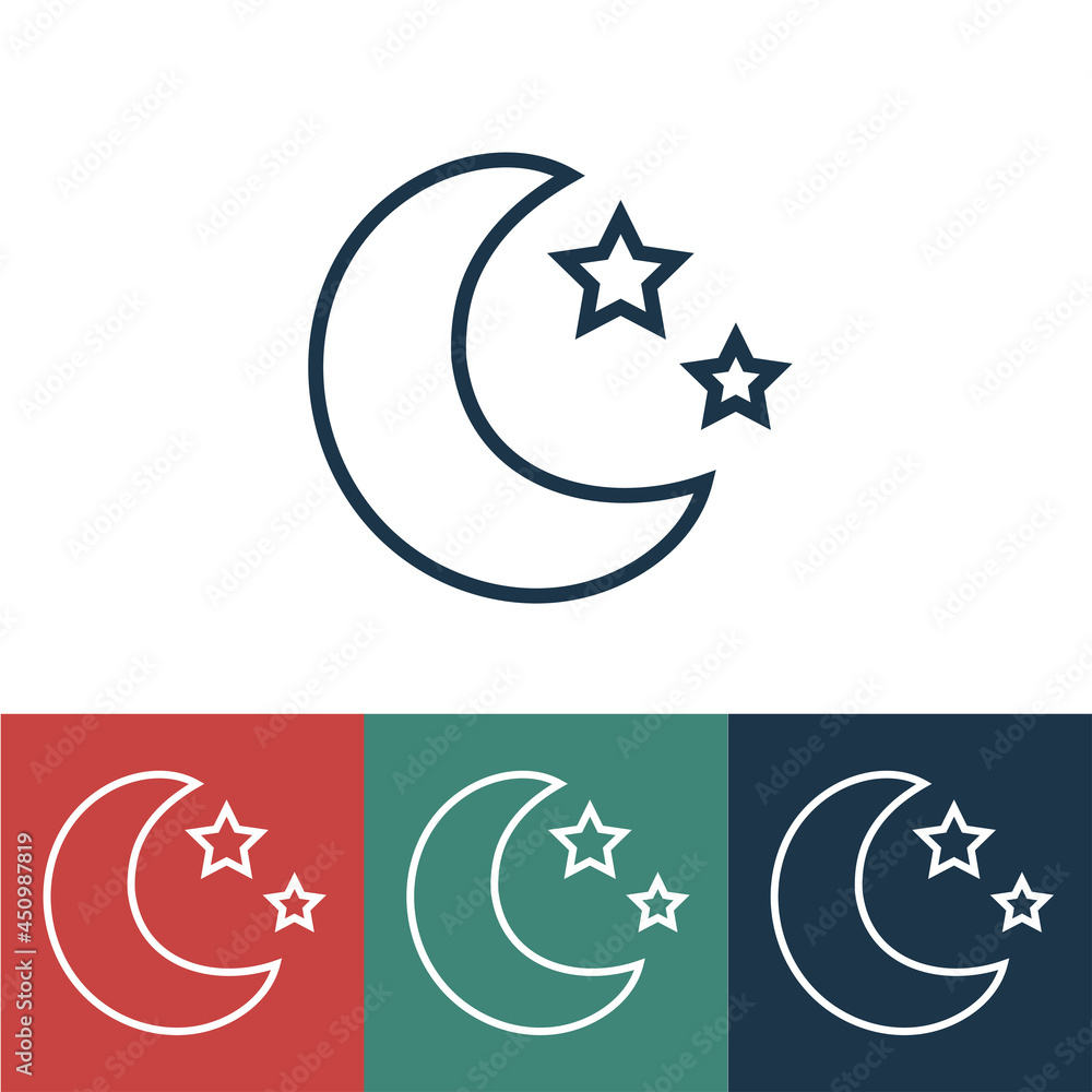 Line icon month with stars Line icon month with stars