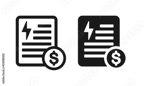 Electricity utility bill document. Payment icon. Illustration vector