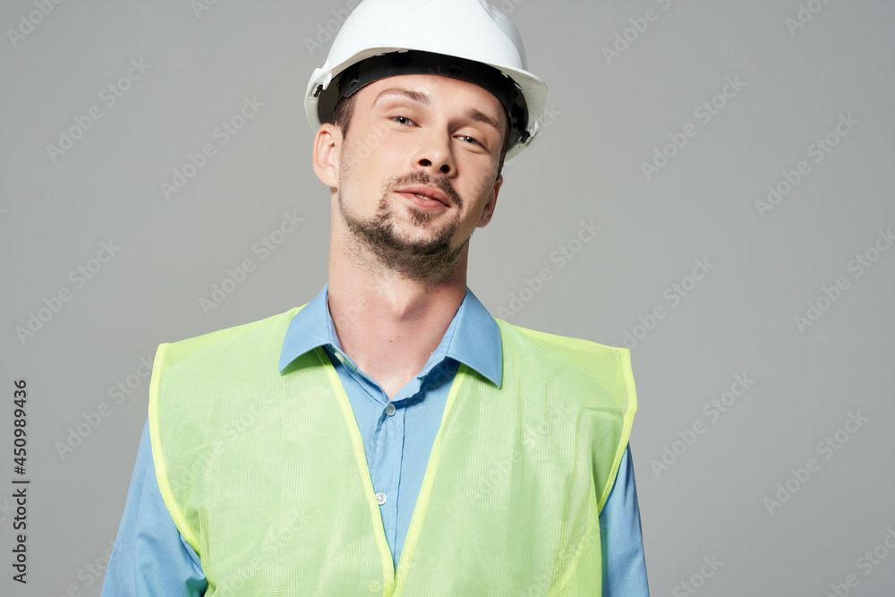 man in white helmet Professional Job isolated background man in white helmet Professional Job isolated background