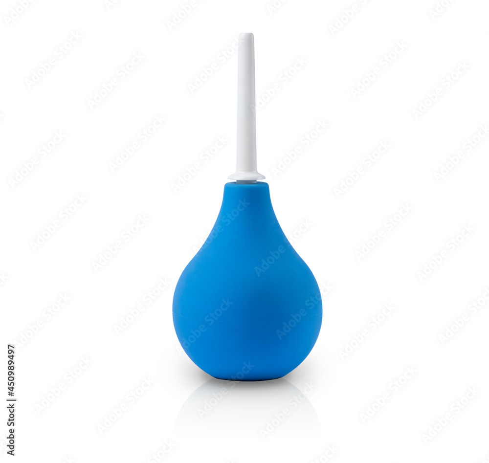 blue enema isolated on white background blue enema isolated on white background