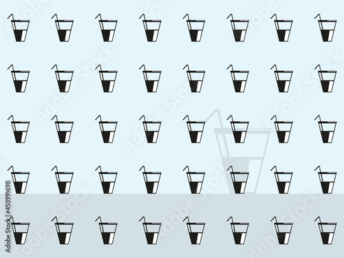 Glasses with a drink and a straw. Abstract background. Vector illustration.