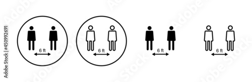 Social distance icon set. social distancing icon. self quarantine sign