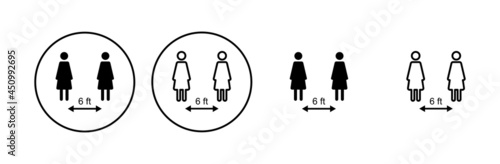 Social distancing icon set. social distance icon. self quarantine sign