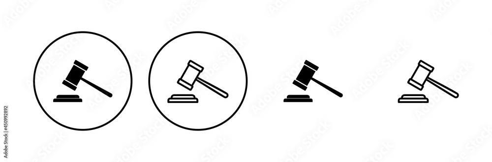 Gavel icon set. judge gavel icon vector. law icon vector. auction hammer Gavel icon set. judge gavel icon vector. law icon vector. auction hammer