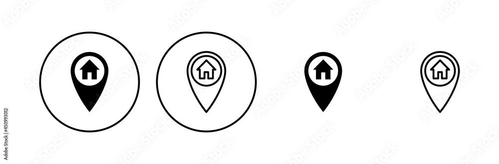 Address icon set. home location icon vector