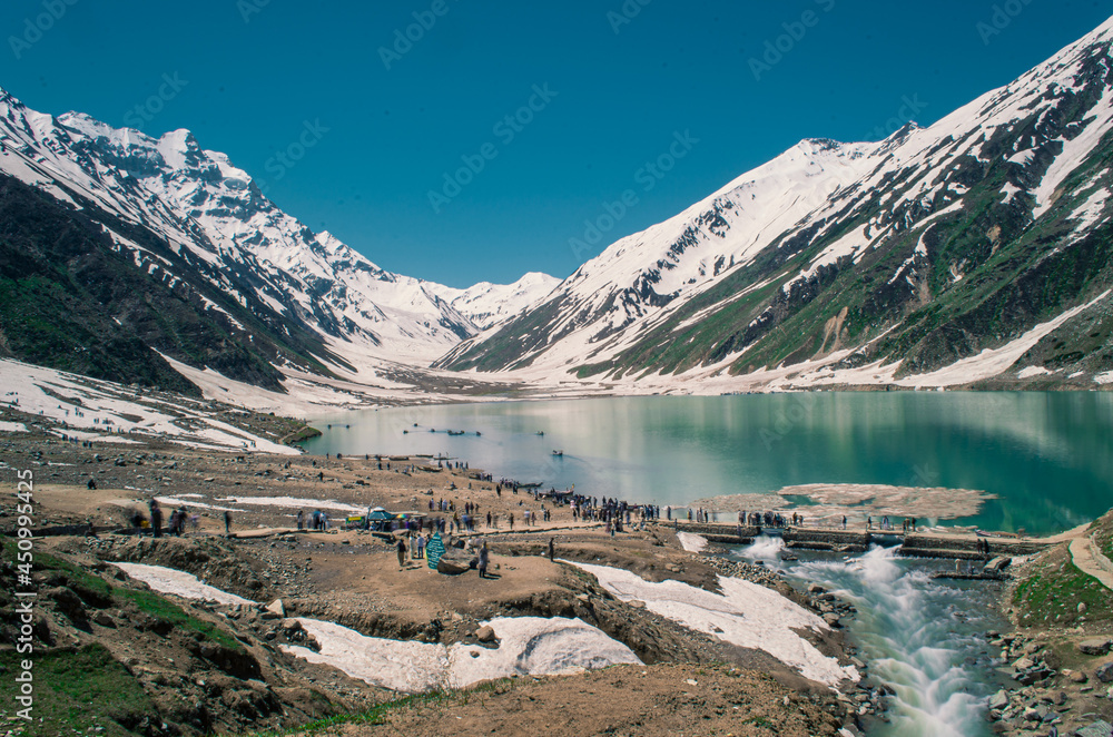 Saiful Malook, Naran - 05 June, 2021: A mountainous lake located in the Mansehra district of Kpk, about 9 km (5.6 mi) at the northern end of the Kaghan Valley! 
