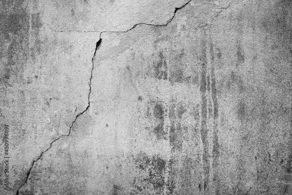Obraz premium Old Concrete wall In black and white color, cement wall, broken wall, background texture