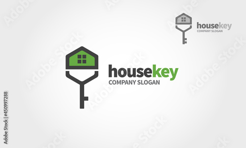 House Key  Vector Logo Template. A modern house logo with keys for real estate related business and services.