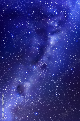 Night starry sky. Milky Way, stars, nebula. Space vertical background