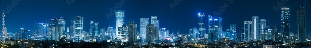 Tel Aviv Skyline At Night,  Tel Aviv Cityscape,  Israel