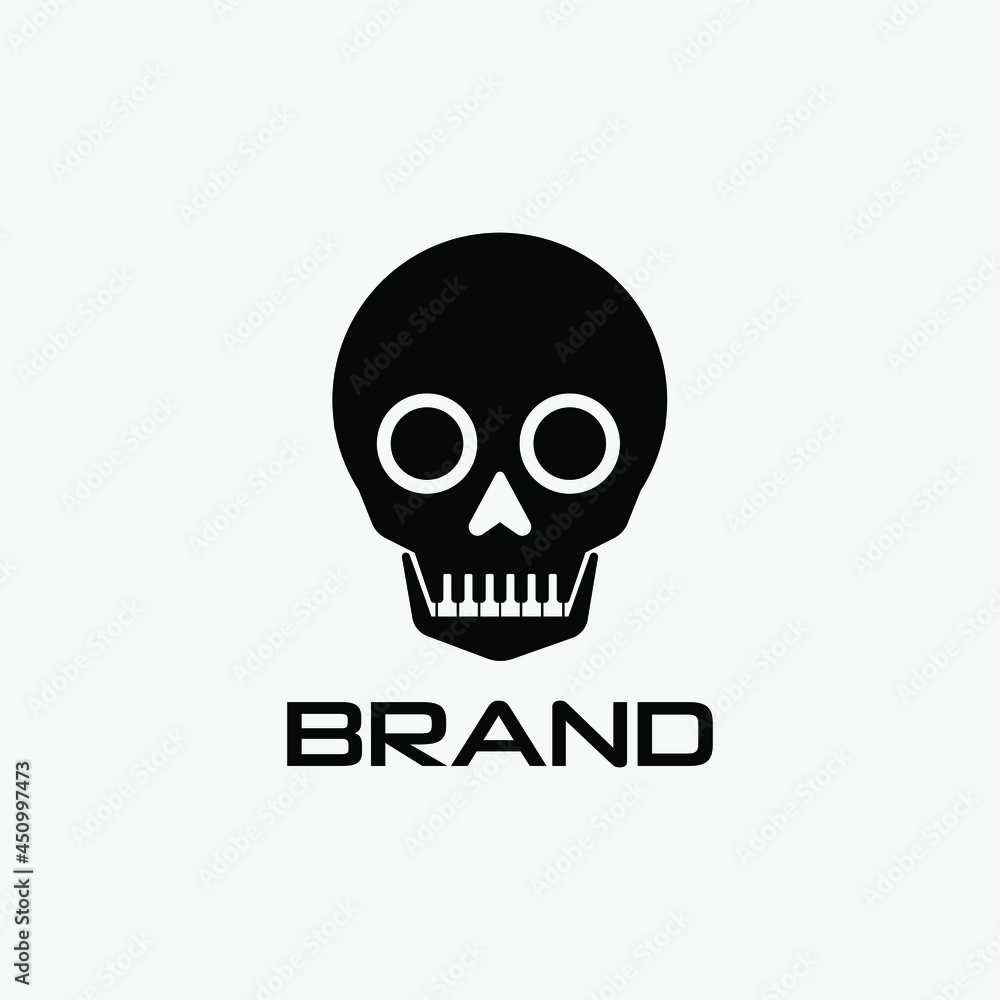 skull and crossbones piano logo desisgn