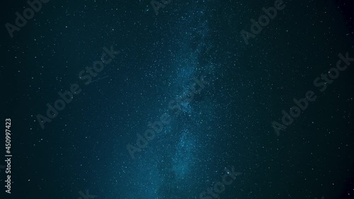 Beautiful starry sky with milky way on the background meteor shower.