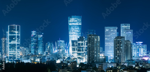 Tel Aviv Skyline At Night,  Tel Aviv Cityscape,  Israel © Dmitry Pistrov