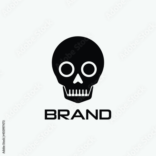 skull and crossbones piano logo desisgn