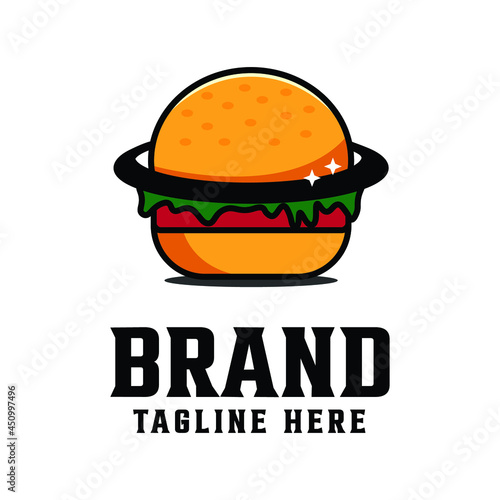 planet burger and fries logo design 