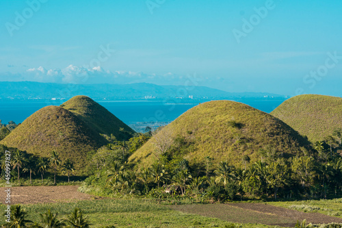 A cluster of the famed Chocolate Hills as seen from Sagbayan Peak. A popular tourist spot in Bohol, Philippines. photo