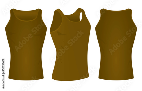 Brown sleeveless t shirt. vector illustration