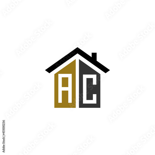 ac home logo design vector luxury linked