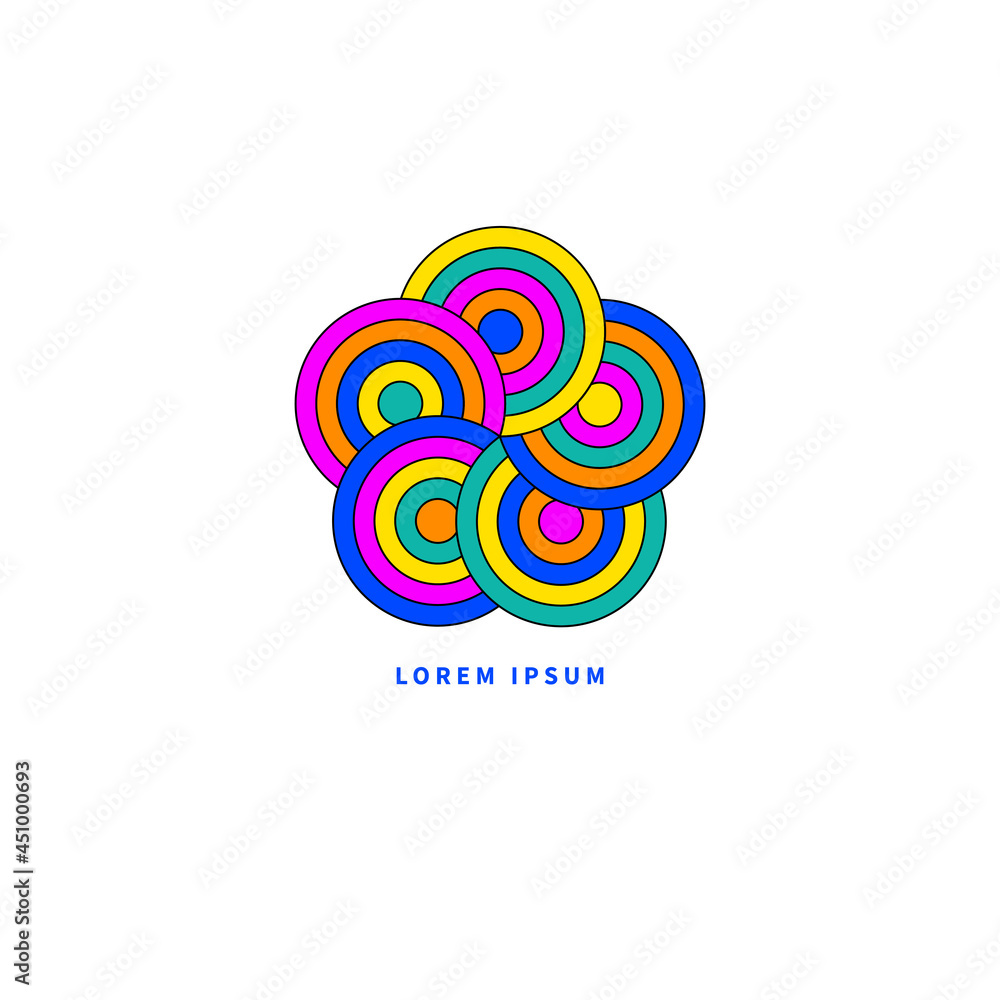 Networking logo created from five circles Networking logo created from five circles