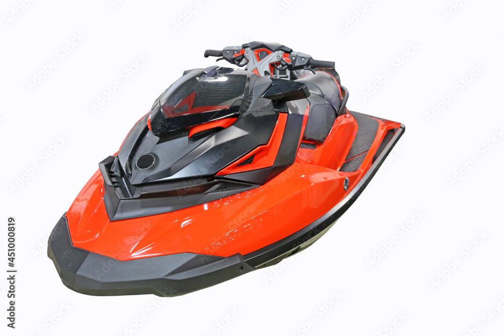 Naklejka premium Red jet ski on white background