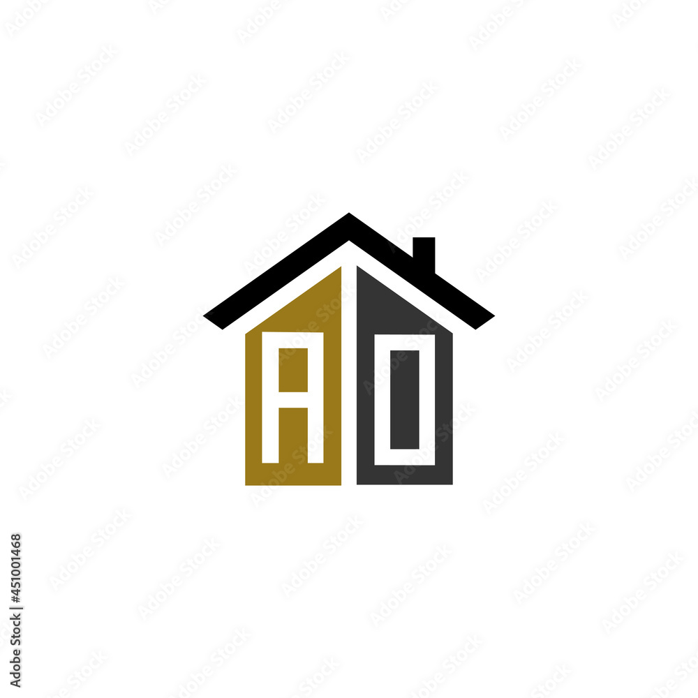 ao home logo design vector luxury linked ao home logo design vector luxury linked